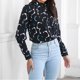 thumbnail image 2 of Top de camisa estampada de manga larga con cuello redondo y cremallera informal a la moda para mujer Fridja  hkj3189, 2 of 9