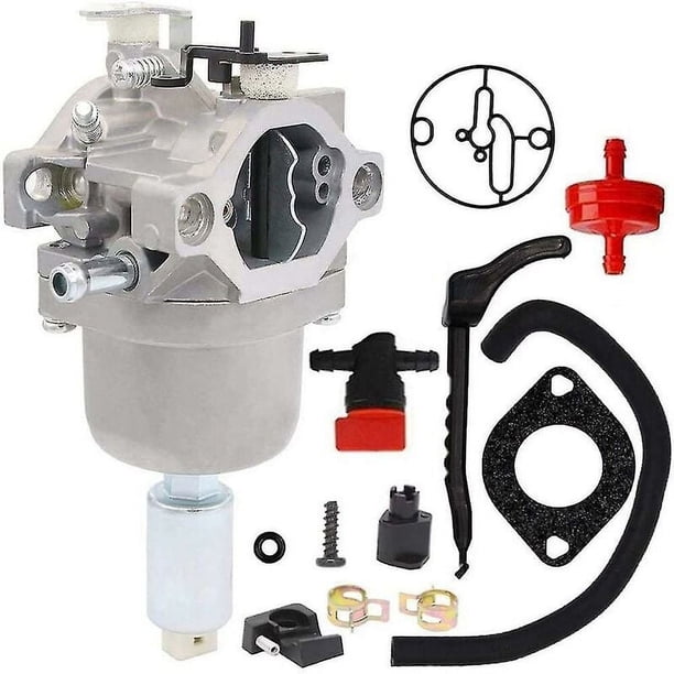 Carburador robusto para motores de cortadoras de césped Intek, con una válvula de cierre de combustible y un filtro confiables, diseñado para una instalación sin problemas en modelos de 14 HP a 18
