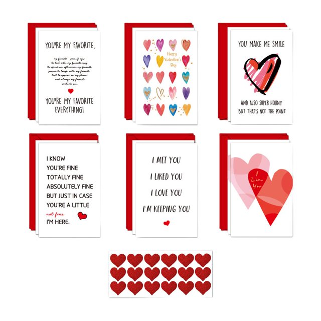 12 tarjetas del día de San Valentín, tarjeta de cumpleaños de aniversario, tarjetas de notas en con corazón, tarjetas de felicitación del día