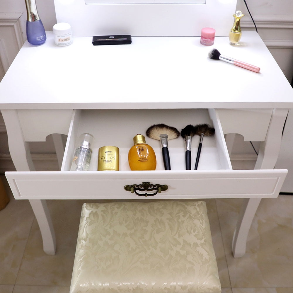 Lowestbest Dressing Table Vanity, White Dressing Vanity Table Desk for Bedroom, Bathroom, Closet, Hallway, Makeup Table with Jewelry Organizer and Storage Drawers (White Light) Lowestbest Dressing Table Vanity, White Dressing Vanity Table Desk for Bedroom, Bathroom, Closet, Hallway, Makeup Table with Jewelry Organizer and Storage Drawers (White Light)