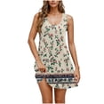 thumbnail image 2 of Ovzne Robes Grande Taille pour Femmes aux Formes Robe d'Été Robe Décontractée et Tendance pour Femmes Imprimée Col Rond Sans Manches avec Poche Robe Courte Décontractée Robe de Vacances Imprimée Liquidation, 2 of 7