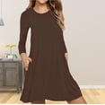 thumbnail image 2 of Tbopshirt Tops for Women,Ladies Fashion Casual Long Sleeve Pure Color Loose T-shirt Dress with Pockets Shirt, 2 of 5