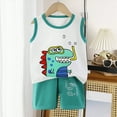 thumbnail image 2 of Xudanell Baby Boy Outfits Cartoon Toddler Clothes for Boys Fashion Boy 2 Pieces Short Set Vest Print Toddler Clothes Mint Green 12-18 Months, 2 of 4