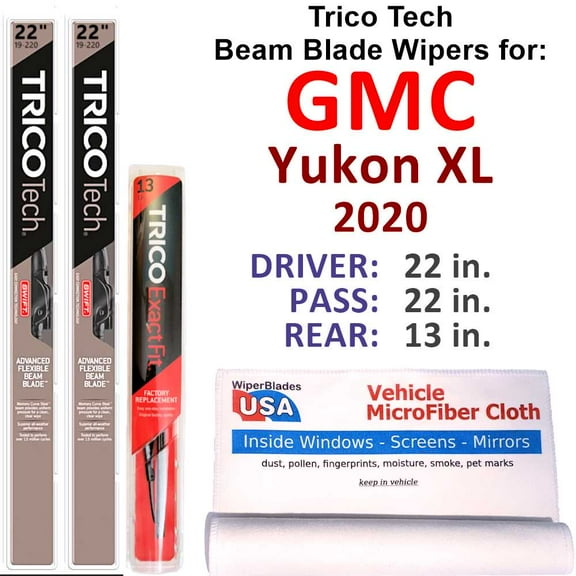 2020 GMC Yukon XL Beam Blade Wipers (Set of 3) w/Rear Wiper