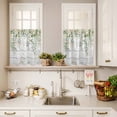 thumbnail image 3 of 3 Piece Kitchen Curtains and Valances Set Watercolor Floral Cafe Curtains 24 Inch Length Spring Flowers Leaves Botanical Wood Grain Valance & Tier Curtain for Living Room Bedroom 54"x18"+27"x24"*2, 3 of 6