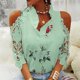 thumbnail image 1 of Tops con estampado de flores para mujer, camiseta de media manga con hombros descubiertos y costuras de encaje, camisetas holgadas informales a la moda para mujer 2022, 1 of 4