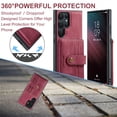 thumbnail image 6 of SaniMore Detachable Wallet for Samsung Galaxy S22 Ultra Case, Powerful Magnetic PU Leather 2-in-1 Functional RFID Blocking Cover with Card Slot Shockproof Protective Shell for S22 Ultra, Red, 6 of 7