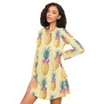 thumbnail image 3 of FORMRS Womens Long Sleeve Nightgowns Crew Neck Sleep Shirt Soft Pajamas Sizes S-3XL, Pineapple Love, 3 of 8