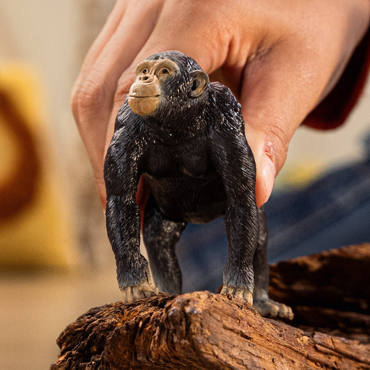 Schleich Wild Life - 3" Chimpanzee Animal Figurine - Realistic Monkey Figure - Educational Toys for Imaginative Play for Children - Realistic Jungle Toy - Kids Ages 5+ | 14883