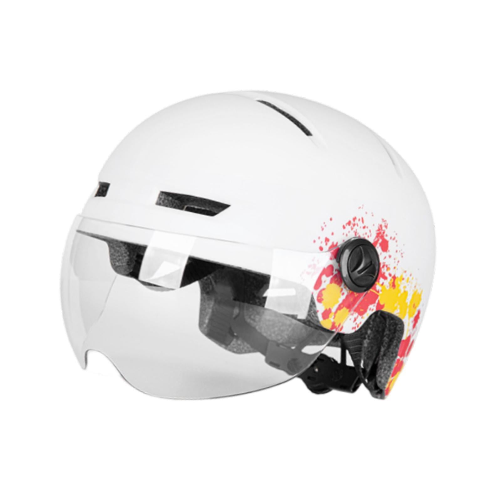 Baoblaze Electric Helmet with Light and Visor Adjustable Cycling Helmet White