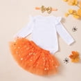 thumbnail image 5 of Toddler Halloween Dress Girl, Halloween Pumpkin Witch Print Baby Romper Girls Adorable Orange Bodysuit Pompom Skirt Toddler Outfit Set, Halloween Gifts, 5 of 7