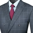thumbnail image 3 of Men's 2-Piece Men's Windowpane Double Breasted Suit w/1 Pair of Socks - Medium Gray 44S, 3 of 3