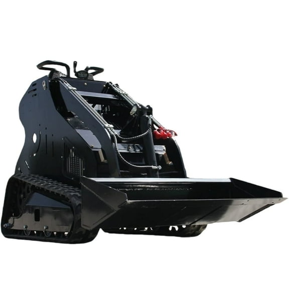 DigSwift Stand-On Cooling Mini Skid Steer, Track Steer Slip Loader with Radiator and EPA Gasoline Engine, Compact Skid Loader Used for Farm, Tight Space Work, US Inventory (Black)