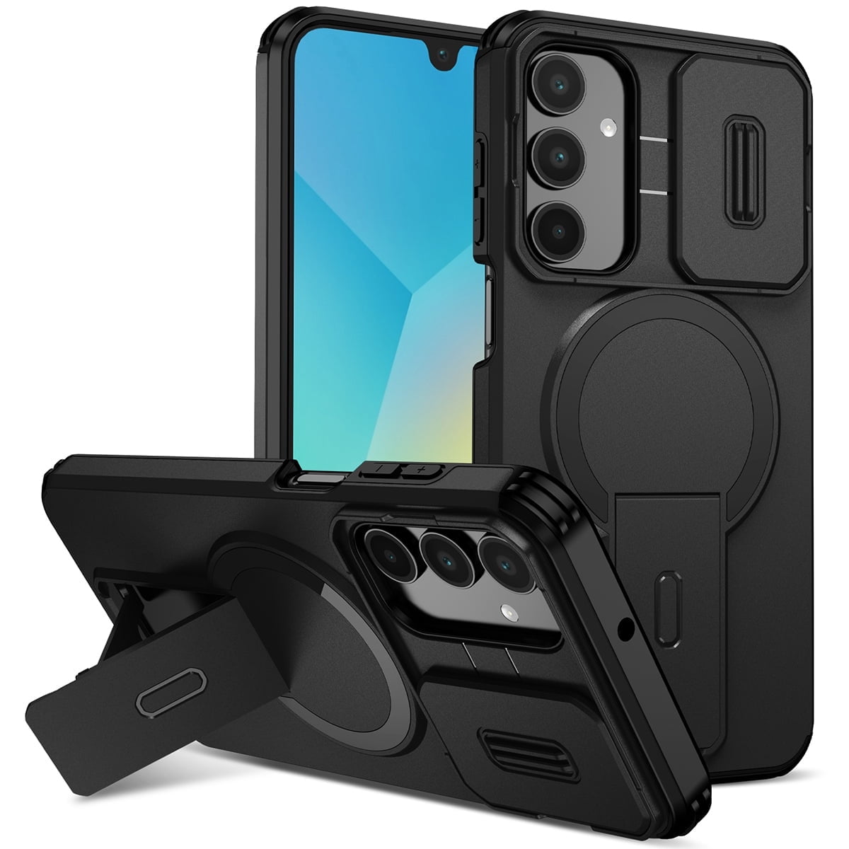 SELOZKE for Samsung Galaxy A16 5G A166P A166B Phone Holder, Magnetic Protective Phone Case (Black)