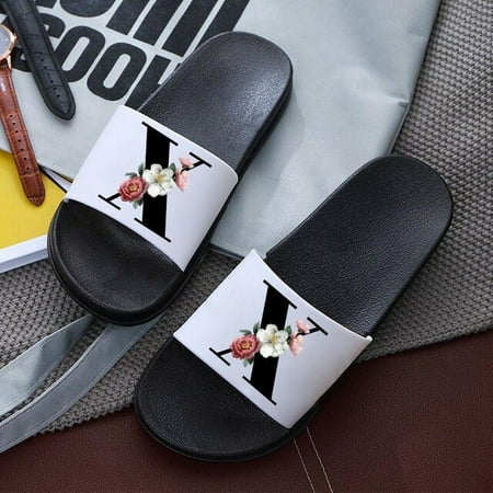 

Letters Printed Women Slippers Cartoon Slippers Summer Sandals Non-Slip Flat Beach Shoes Girls Bathroom Flip Flop Indoor Slipper