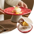 thumbnail image 2 of MUMQAQ Hand Painted Mushroom Theme Ceramic Cake Stand Prof N5I6, 2 of 5
