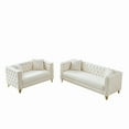 thumbnail image 5 of Newest Velvet Sofa,3+2 Seater Deep Seat Sofa,Modern Sofa with Button Nailhead,Square Arm Couches,Furniture for Living Room,Bedroom,Office(Beige), 5 of 8