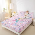 thumbnail image 3 of jejeloiu Unicorn Rainbow Monogram A Full Size Sheets For Girls,Magical Star Initial Bed Sheets For Kids,4-Piece, 3 of 6