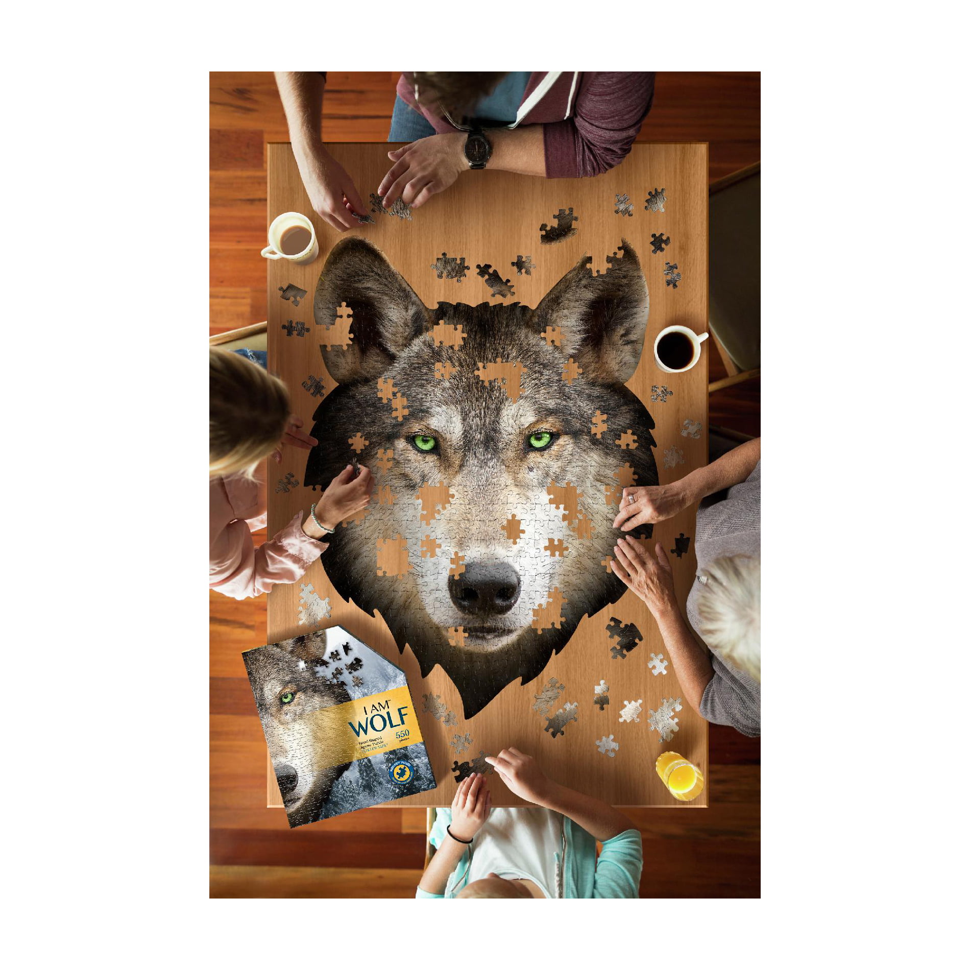 by Madd Capp Puzzles 3003 for sale online I Am Wolf Head-shaped Jigsaw Puzzle 550 Pcs 