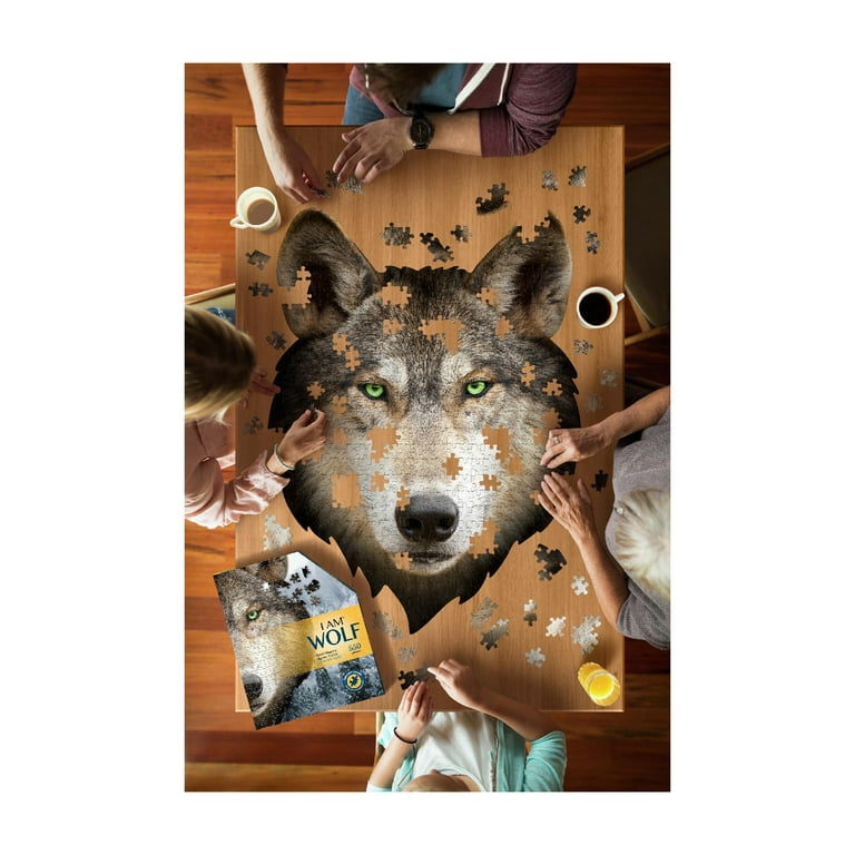 Madd Cap 550 Piece Wolf Jigsaw Puzzle- Unique Animal-Shaped Border