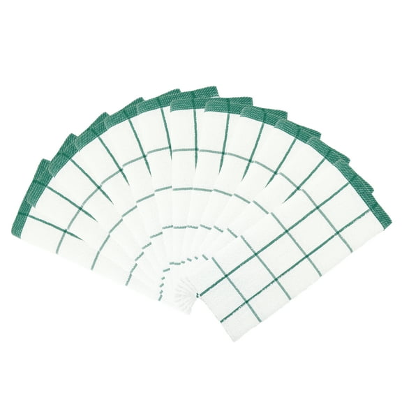 Arkwright Kitchen Towels (12 Pack), 15 x 25 in., 100% Cotton, Green & White Windowpane Pattern