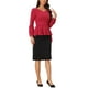 thumbnail image 2 of INSPIRAR CHIC Blusas de Peplum con Manga Larga, Cuello en V, Dobladillo Irregular y Cinturón, Rojo, Talla S, 2 of 6