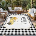 thumbnail image 2 of Yellow Truck Outdoor Rug for Patio/Deck/Porch, Non-Slip Large Area Rug 5 x 7 Ft, Spring Bees Honey Daisy Black Lattices Indoor Outdoor Rugs Washable Area Rugs, Reversible Camping Rug Carpet Runner, 2 of 8