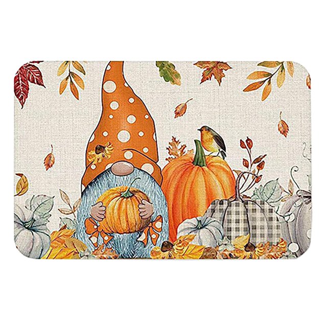Giyblacko Carpet Door Mats Entry Way Door Mat Indoor Thanksgiving Welcome Happy Ha Rvest Happy Fall Pumpkin Print Color Block Non Slip Funny Rugs