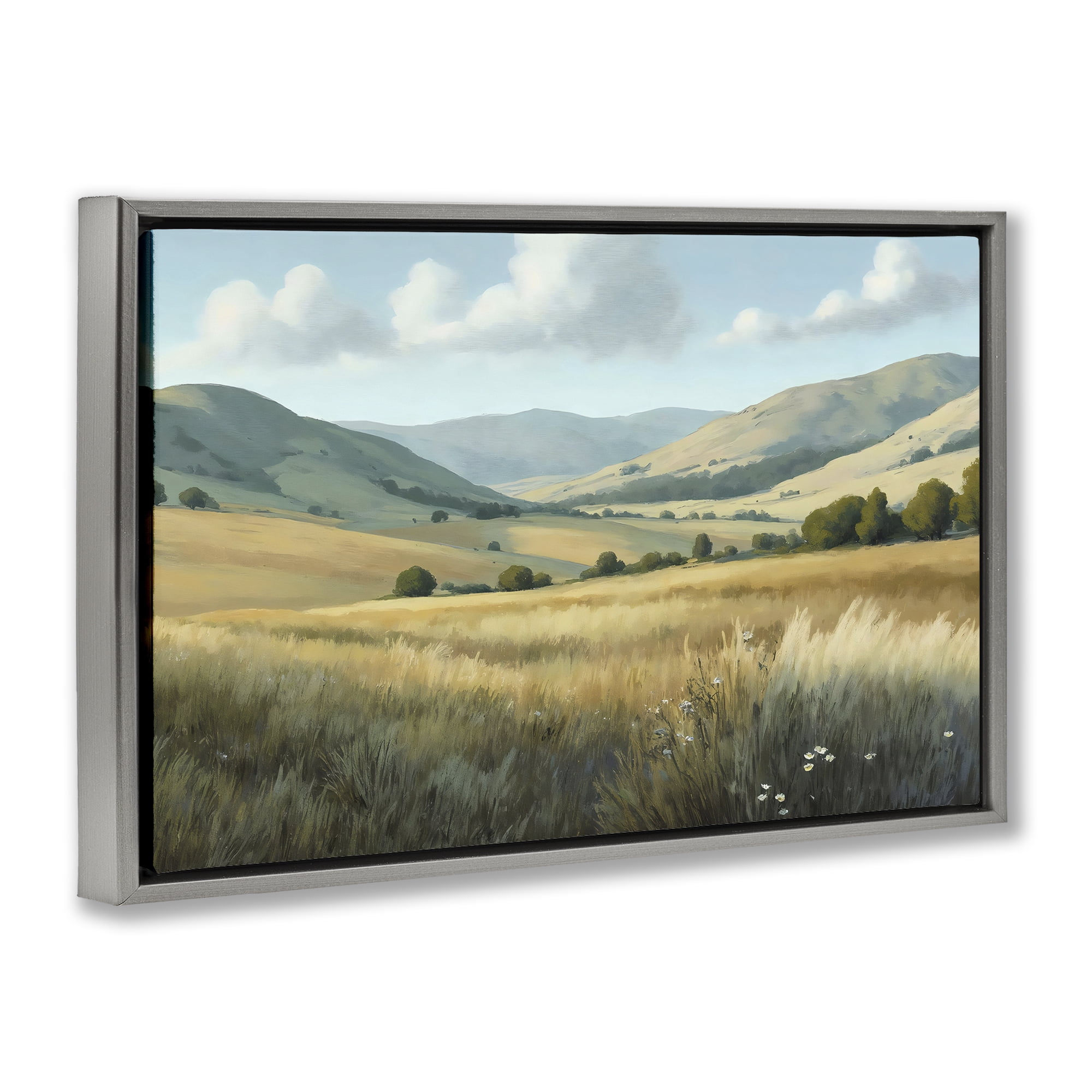 Stupell Industries Rolling Hills at Golden Hour Gray Framed Floater Canvas Wall Art, design by Creative Studio