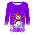 thumbnail image 5 of Darzheoy Womens Christmas Tops Mid-Length 3/4 Sleeve Lightweight Fall Winter Round Neck Hoodless Sweatshirts Printed Pullover Solid Color Graphic Loose Loungewear Blouses, 5 of 5
