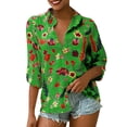 thumbnail image 3 of Sonducket Blusa informal con botones de manga larga y estampado de gasa para mujer Prendas para la parte del cuerpo Verde METRO, 3 of 6