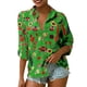 thumbnail image 1 of Sonducket Blusa informal con botones de manga larga y estampado de gasa para mujer Prendas para la parte del cuerpo Verde SG, 1 of 6