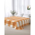 thumbnail image 5 of Orange Plaid Full Size Flat Sheet, Wrinkleproof & Fadeproof Cooling Flat Bed Sheet Only, Gradient Geometric Buffalo White Checkered Breathable Soft Bedding Top Sheets 81 x 96 Inches, 5 of 8
