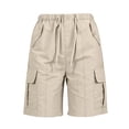 thumbnail image 7 of Xdegoge Women's Long Cargo Shorts Knee Length Casual Summer Elastic Waist Drawstring Bermuda Shorts with Multi Pockets for Hiking Outdoor Athletic, 7 of 7