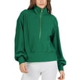 thumbnail image 6 of Biekopu Women's Loose Pullover, Solid Color Lapel Long Sleeve Half Zip Cropped Sweatshirt Clothes, 6 of 9