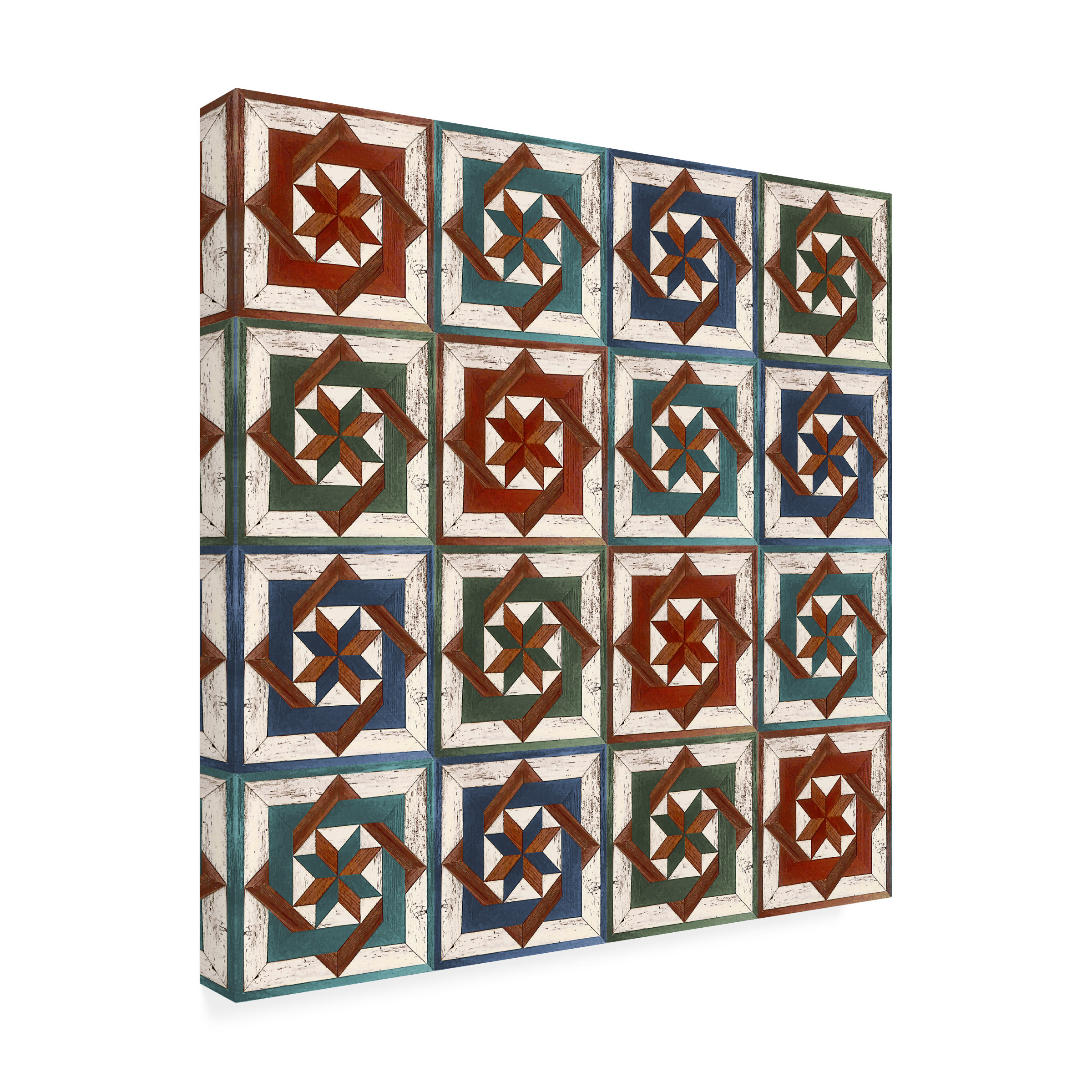 Canvas Wall Art - Jean Plout 'Rustic Star Wood Barn Quilt F' Wall Art for Living Room, Bedroom, or Office Décor by Trademark Fine Art - 18 x 18 Inches
