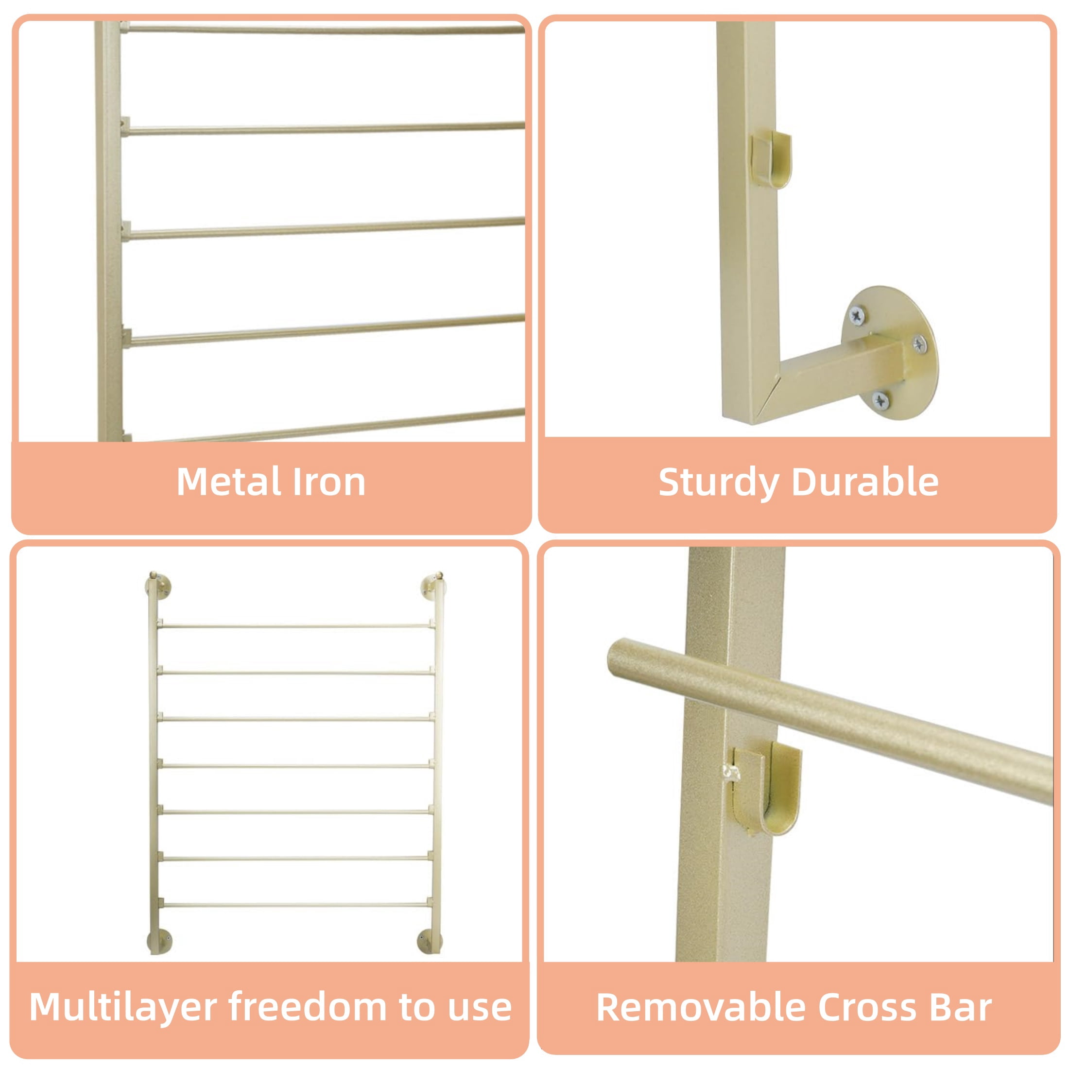 Gtouse 7 Tier Ribbon Holder Organizer, Metal Wall Mounted Ribbon Storage Rack, Gift Wrapping Paper Storage Organizer