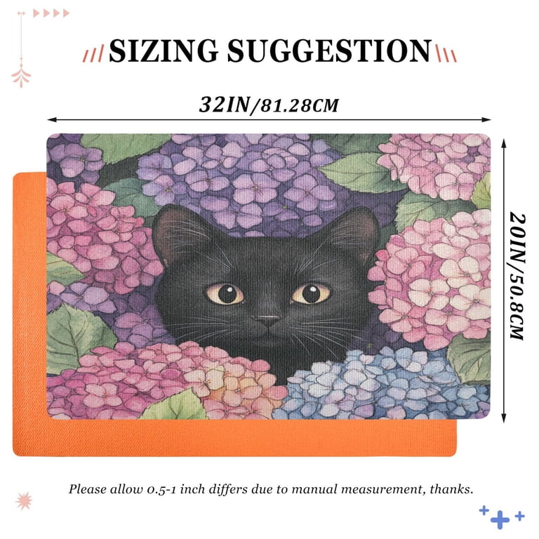 Wobogo Hydrangea Cat Highly Absorbent Polyester Doormat Anti-slip