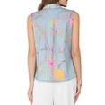 thumbnail image 3 of INSPIRE CHIC Women's Sleeveless Floral Blouse Button Down Summer Casual Shirt Top S Light Blue, 3 of 5