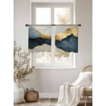 thumbnail image 3 of Abstract Impressionist Style Sheer Curtains for Living Room Bedroom, Light-filtering Sheer Curtain, Navy Blue Gold Color Block LigRod Pocket Voile Window Treatment Drapes, 52’’Wx54’’L, 2 Panels Set, 3 of 7