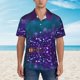 thumbnail image 2 of Fotbe Purple and Green Glitter Camisa Hawaiana para Hombre Unisex – Camisa Casual de Verano con Botones de Manga Corta de Algodón y Lino,Small, 2 of 7
