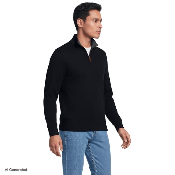 Lands' End Men's Tall Bedford Rib Quarter Zip Sweater