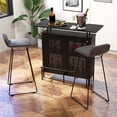 thumbnail image 3 of Mueble de Bar Costway Armario de Metal Negro 4 Niveles con 2 Estantes para Vino y 6 Soportes para Copas, 3 of 9