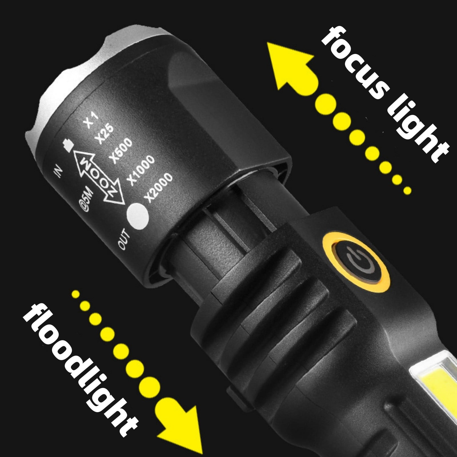 IPEWLEX 1000 Lumens Super Bright LED Flashlight, Zoomable and Rechargeable with 4 Modes, Powerful Handheld Flashlight, IPX6 Waterproof