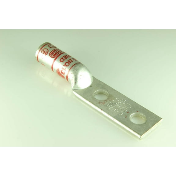 350 MCM, 1/2" Stud, Two-Hole Copper Compression Lugs (1 per pack)