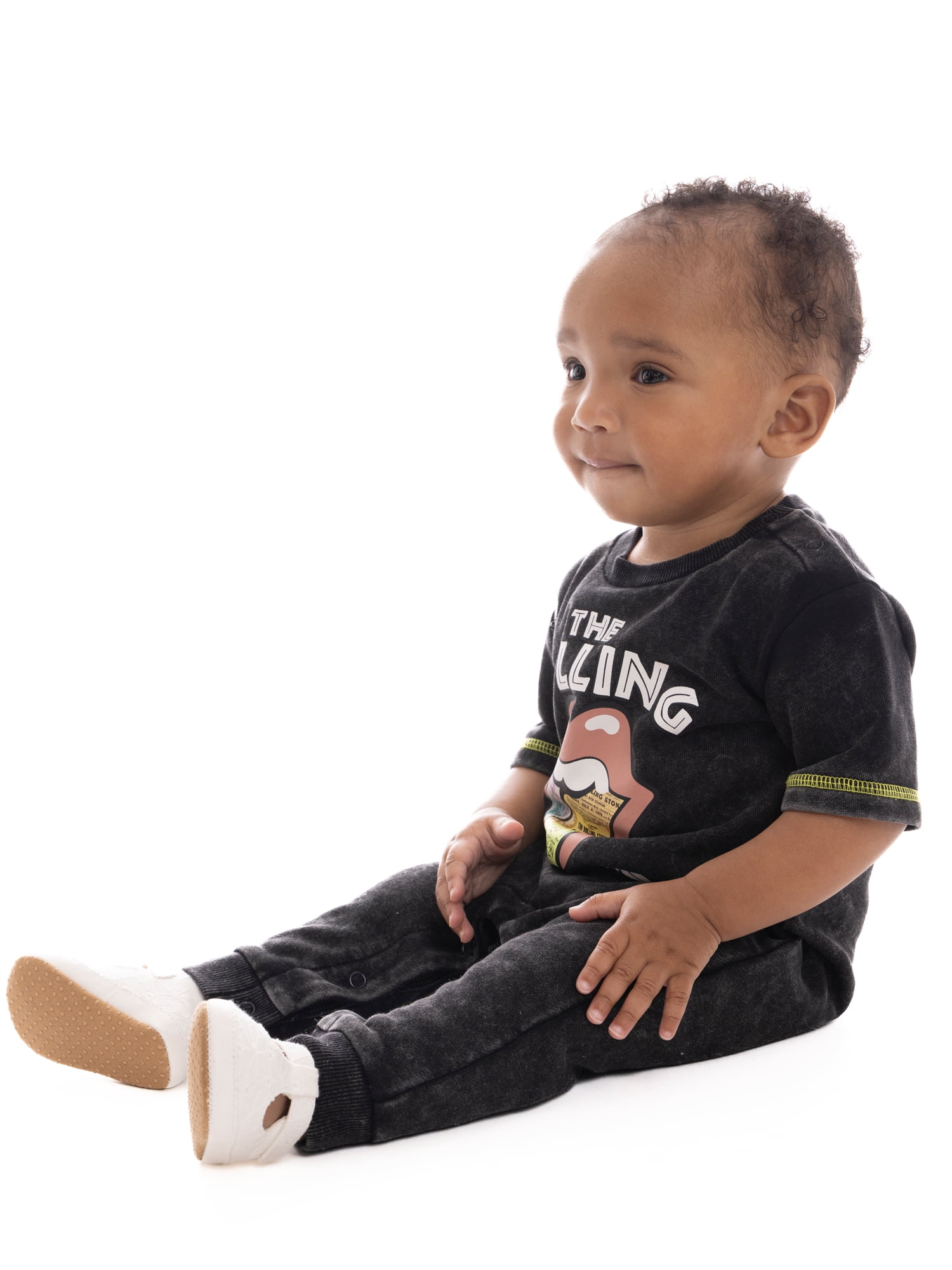 Rolling Stones Baby Graphic Romper with Short Sleeves, Sizes 0/3M- 24M