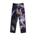thumbnail image 2 of Vsdgher Purple Moon Cat Print Mens Pajama Pants Sleep & Lounge Pants, PJ Bottoms With elastic waistb and Pockets, 2 of 5