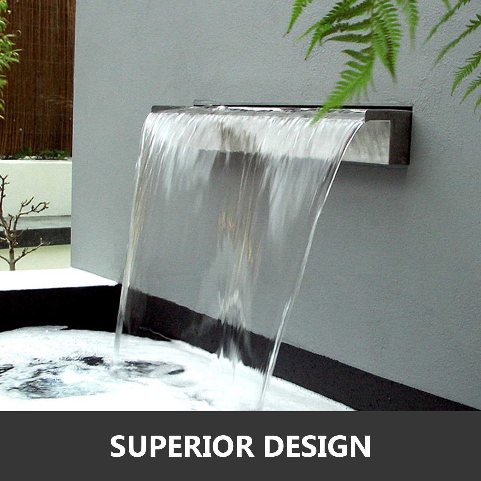 59/" New Details about  / Rectangular Waterfall Pool Fountain Cascade Swimming Pool Decor 11.8/"