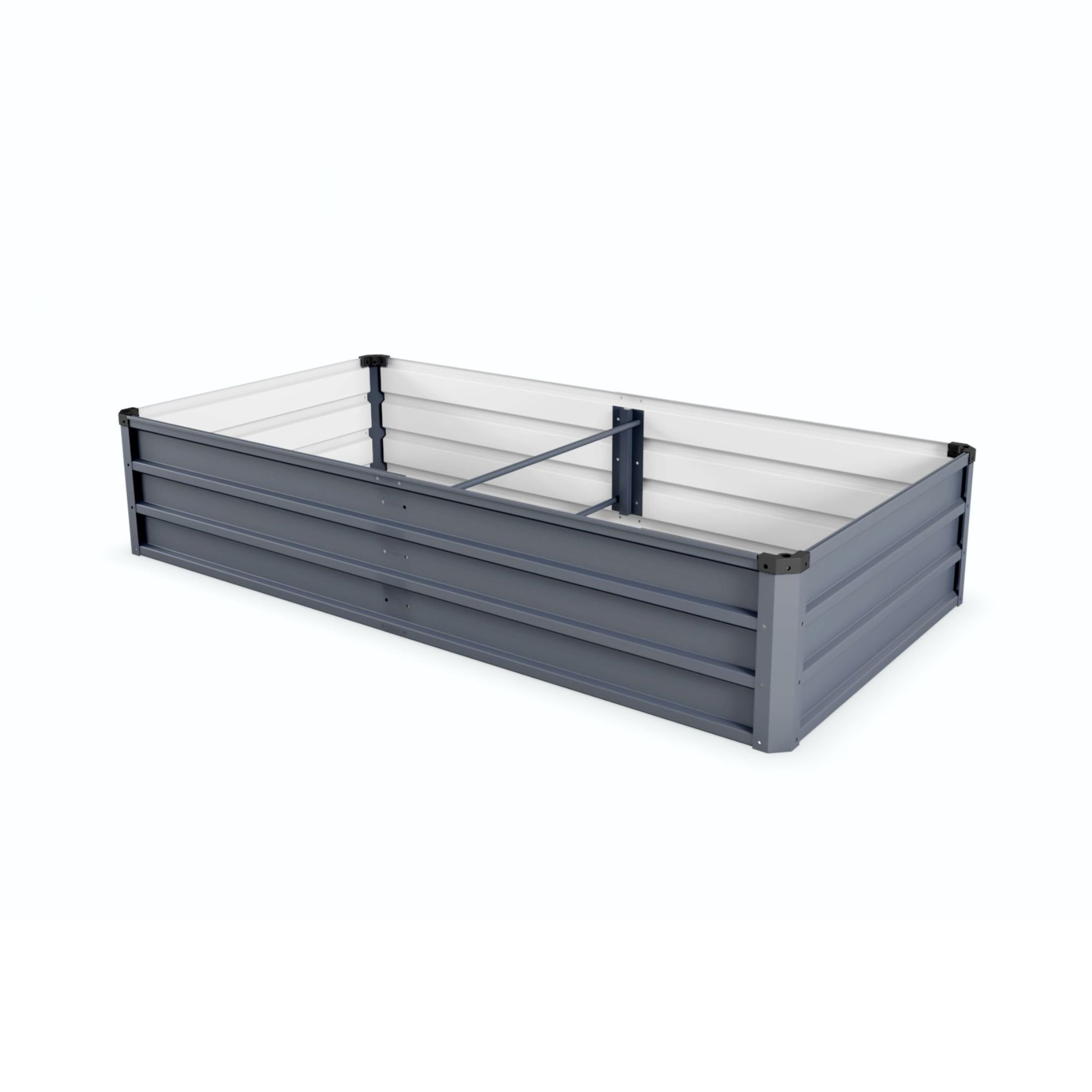 Noble House 6 x 3 x 1 FT Galvanized Raised Garden Bed, Rectangular Metal Planter Box, Gray