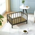 thumbnail image 3 of Dog Bed with Rails - Elevated Pet Metal Bed Frame with Solid Wood Board and Washable Soft Mat for Small Dog Indoor or Outdoor Use, 21.3" x 30", Black, 3 of 17